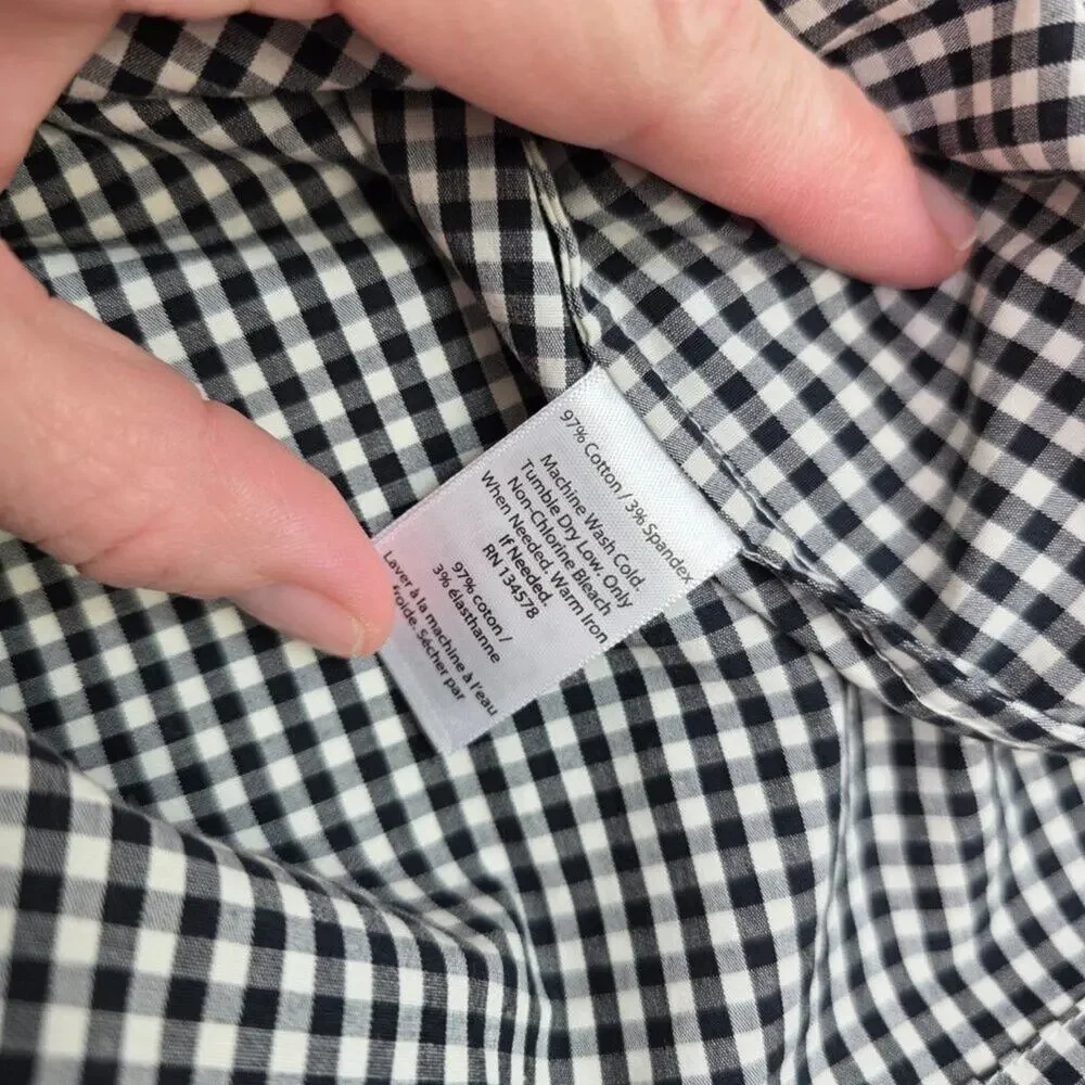 Vineyard Vines Gingham Black & White One Shoulder Bow Top Size 6, Preppy,Coastal